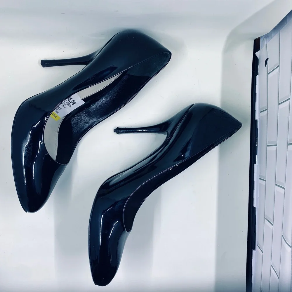 Gucci Black Patent Leather Pointed Toe Stiletto Pumps Heels 212902 Size‎ 8B